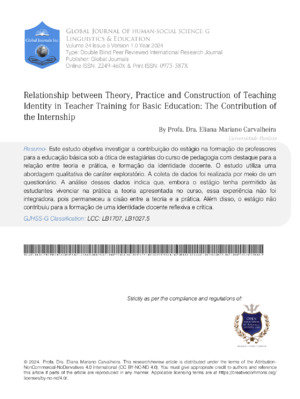 Relationship between Theory, Practice and Construction of Teaching Identity in Teacher Training for Basic Education: The Contribution of the Internship