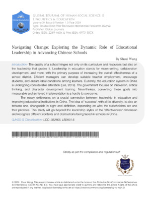 Navigating Change: Exploring the Dynamic Role of Educational Leadership in Advancing Chinese Schools