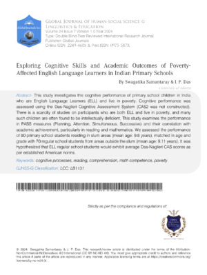 Exploring Cognitive Skills and Academic Outcomes of Poverty-Affected English Language Learners in Indian Primary Schools