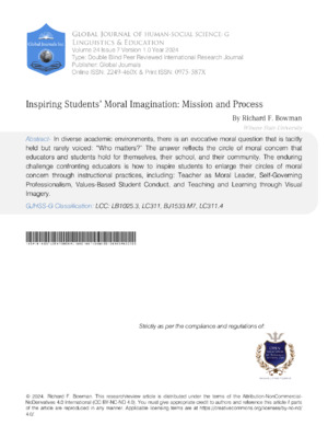 Inspiring Students' Moral Imagination: Mission and Process