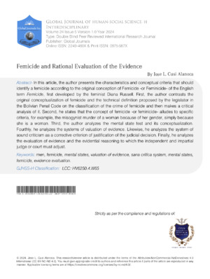 Femicide and Rational Evaluation of the Evidence