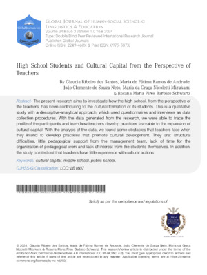 High School Students and Cultural Capital from the Perspective of Teachers
