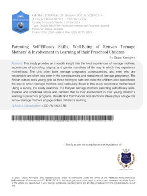 Parenting Self-Efficacy Skills, Well-Being of Kenyan Teenage Mothers & Involvement in Learning of Their Preschool Children
