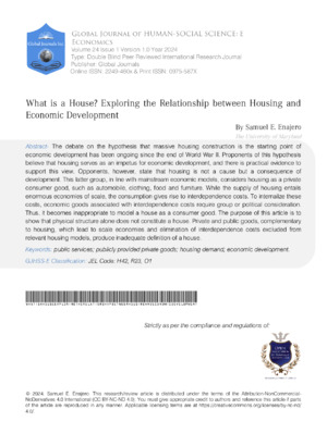 What Is a House? Exploring the Relationship Between Housing and Economic Development