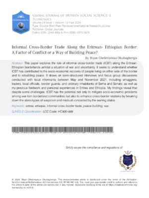 Informal Cross-Border Trade along the Eritrean-Ethiopian Border: A Factor of  Conflict or a Way of Building Peace?