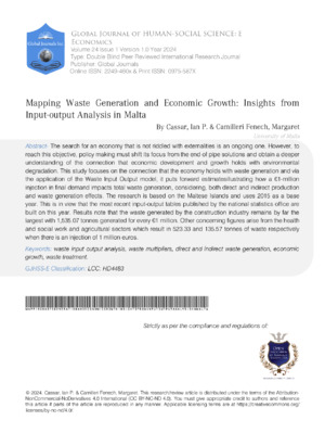Mapping waste generation and economic growth: Insights from input-output analysis in Malta