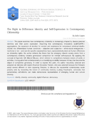 The Right to Difference: Identity and Self-Expression in Contemporary  Citizenship