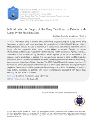 Judicialization for Supply of the Drug Tacrolimus to Patients with Lupus by the Brazilian State