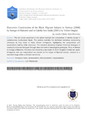 Discursive Construction of the Black Migrant Subject in Nativas (2008) by Inongo-vi-Makomè and Calella Sen Saída (2001) by Víctor Omgbá
