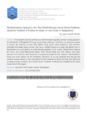 Misinformation Spread by the Waj Mahfil Through Social Media Platforms About the Position of Women in Islam: A Case Study in Bangladesh
