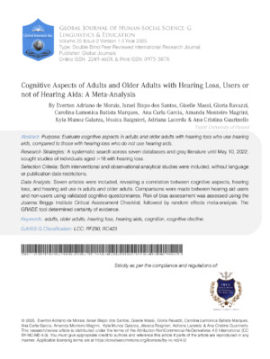 Cognitive Aspects of Adults and Older Adults with Hearing Loss, Users or not of Hearing Aids: A Meta-Analysis