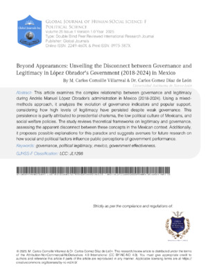 Beyond Appearances: Unveiling the Disconnect Between Governance and Legitimacy in López Obradors Government (2018-2024) in Mexico
