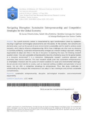Navigating Disruption: Sustainable Entrepreneurship and Competitive Strategies for the  Global Economy