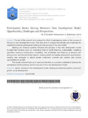 Participatory Banks Serving Morocco's New Development Model: Opportunities, Challenges and Perspectives