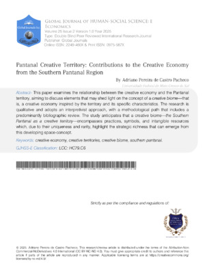 Pantanal Creative Territory: Contributions to the Creative Economy from the Southern Pantanal Region