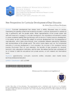 New Perspectives for Curricular Development of Dual Education