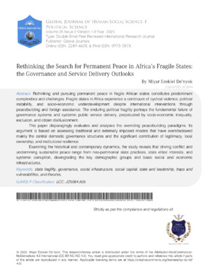 Rethinking the Search for Permanent Peace in Africa's Fragile States: The Governance and Service Delivery Outlooks
