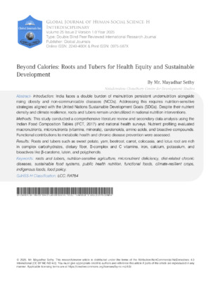 Beyond Calories: Roots and Tubers for Health Equity and Sustainable Development