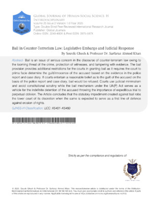Bail in Counter-Terrorism Law: Legislative Embargo and Judicial Response