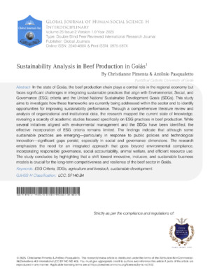 Sustainability Analysis in Beef Production in Goiás