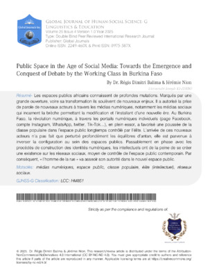 Public Space in the Age of Social Media: Towards the Emergence and Conquest of Debate by the Working Class in Burkina Faso