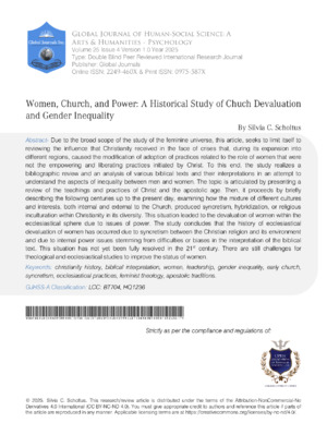Women, Church, and Power: A Historical Study of Chuch Devaluation and Gender Inequality
