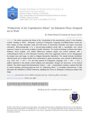 Productivity of the Unproductive School  An education policy designed not to work