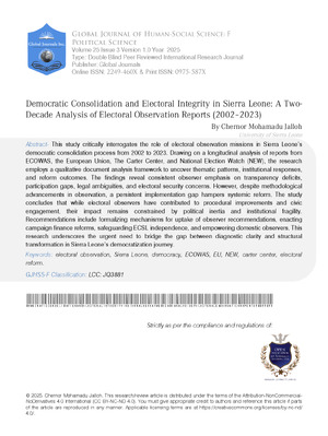 Democratic Consolidation and Electoral Integrity in Sierra Leone: A Two-Decade Analysis of Electoral Observation Reports (2002-2023)