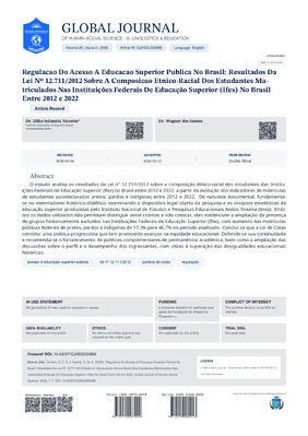 Regulação do acesso à educação superior pública no Brasil: resultados da Lei nº 12.711/2012 sobre a composição étnico-racial dos estudantes matriculados nas Instituições Federais de Educação Superior (Ifes) no Brasil entre 2012 e 2022