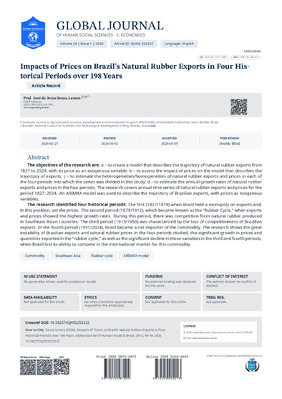 Impacts of Prices on Brazil's Natural Rubber Exports in Four Historical Periods over 198 Years