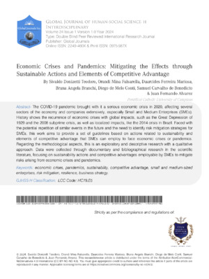Economic Crises and Pandemics: Mitigating the Effects Through Sustainable Actions and Elements of Competitive Advantage