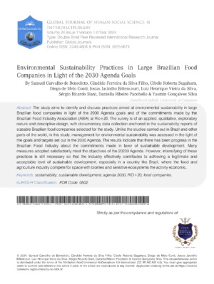 Environmental Sustainability Practices In Large Brazilian Food Companies In Light Of The 2030 Agenda Goals