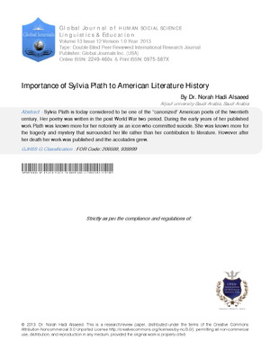 Importance of Sylvia Plath to American Literature History