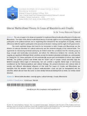 Liberal Multicultural Theory in Cases of Macedonia and Croatia