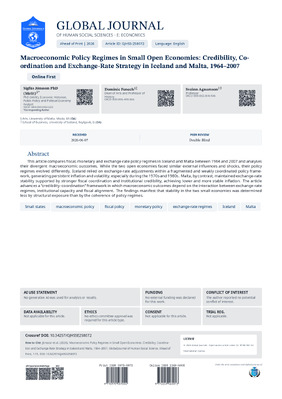 Macroeconomic Policy Regimes in Small Open Economies: Credibility, Coordination and Exchange-Rate Strategy in Iceland and Malta, 1964-2007