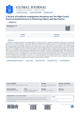 A Review of Indefinite Immigration Detention and The High Court's Power of Judicial Review in Protecting Liberty and Due Process