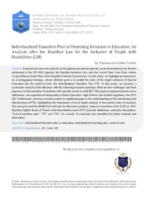 Individualized Transition Plan in Promoting Inclusion in Education: An Analysis After the Brazilian Law for the Inclusion of People with Disabilities (LBI)
