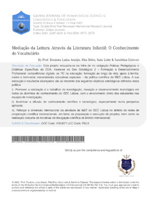 Mediação da Leitura através da Literatura Infantil: O Conhecimento do Vocabulário