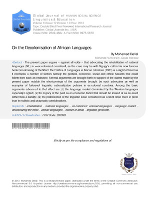 On the Decolonisation of African Languages