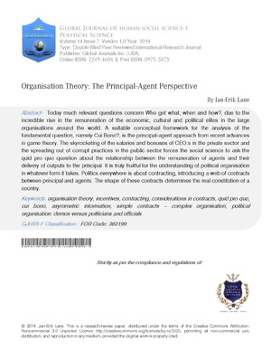 Organisation Theory: The Principal-Agent Perspective