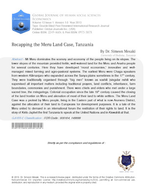 Recapping the Meru Land Case, Tanzania