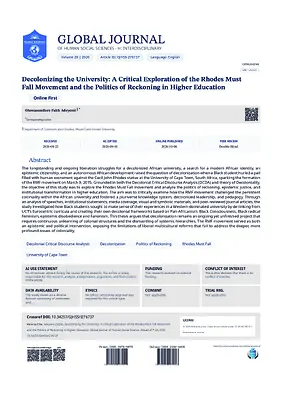 Decolonizing the University: A Critical Exploration of the Rhodes Must Fall Movement and the Politics of Reckoning in Higher Education