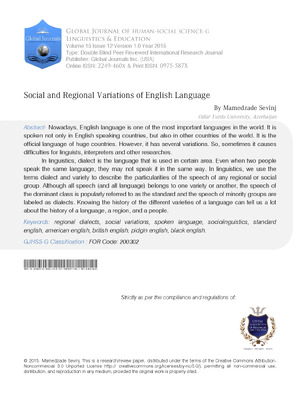 Social and Regional Variations of English Language