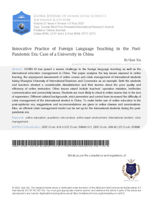 Innovative Practice of Foreign Language Teaching in the Post- pandemic Era: Case of a University in China