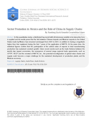 Sector Promotion in Mexico and the Rol of China in Supply Chains