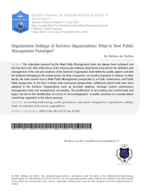 Organization Settings of Services Organizations: What is New Public Management Paradigm?