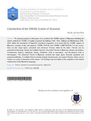 Construction of the THEME System of Myanmar