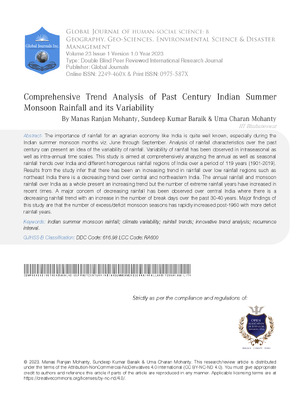 Comprehensive Trend Analysis of Past Century Indian Summer Monsoon Rainfall and its Variability