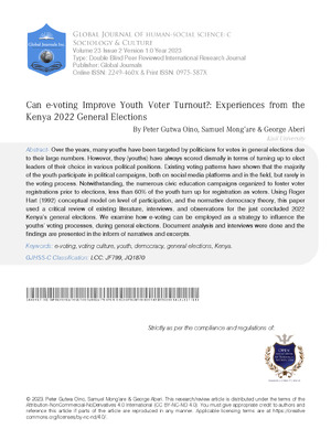 Can e-voting improve Youth Voter Turnout?: Experiences from the Kenya 2022 General Elections