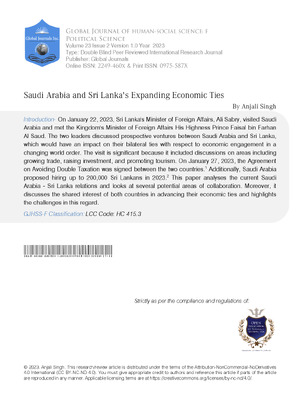 Saudi Arabia and Sri Lankas Expanding Economic Ties